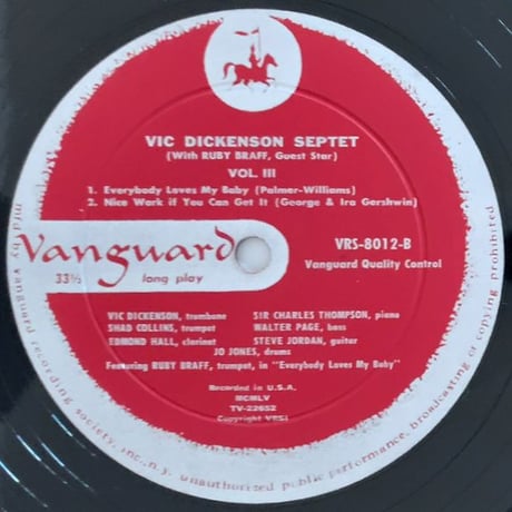 VIC DICKENSON - Vic Dickenson Septet Vol.3 (VANGUARD VRS-8012)