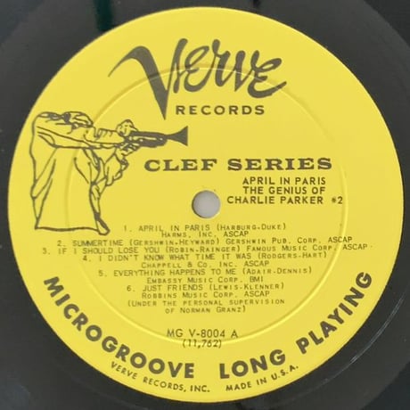 CHARLIE PARKER - April in Paris (VERVE MGV-8004)