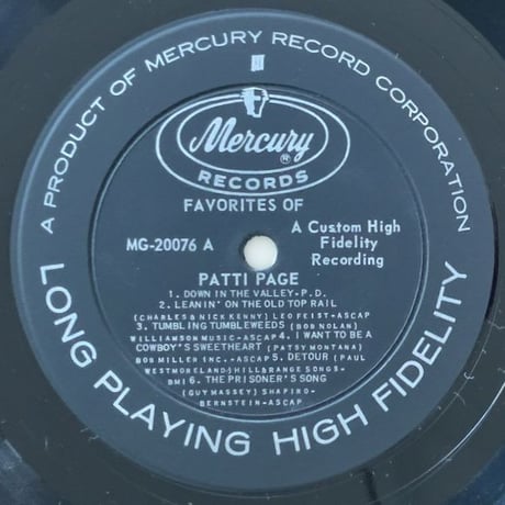 PATTI PAGE - Romance on the Range (MERCURY MG20076)