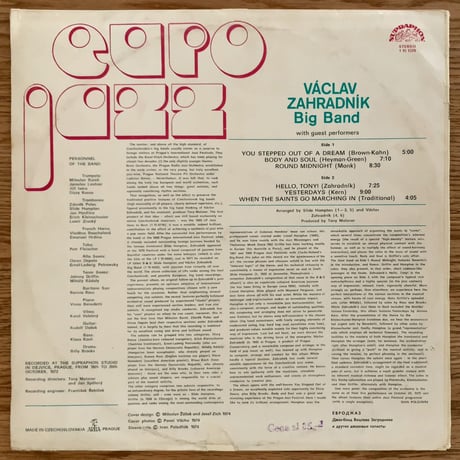 VACLAV ZAHRADNIK - Euro Jazz (SUPRAPHON 1 15 1370)