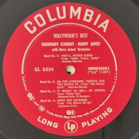 ROSEMARY CLOONEY & HARRY JAMES - Hollywood's Best (COLUMBIA CL6224)