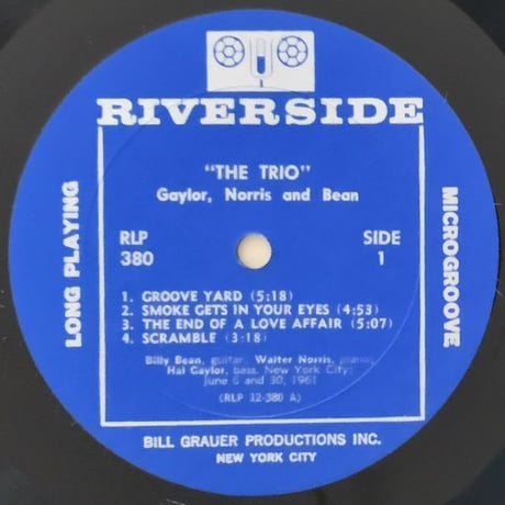 WALTER NORRIS, BILLY BEAN, HAL GAYLOR - The Trio (RIVERSIDE RLP380)