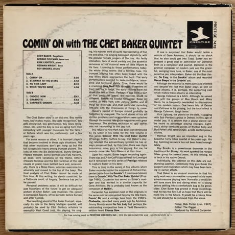CHET BAKER - Comin' On with (PRESTIGE PRST7478)