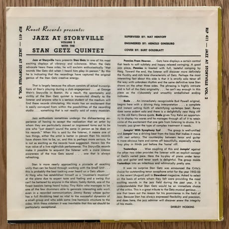 STAN GETZ - Jazz at Storyville Vol.2 (ROOST RLP411)