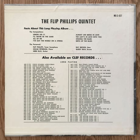 FLIP PHILLIPS - The Flip Phillips Quintet (CLEF MGC-637)