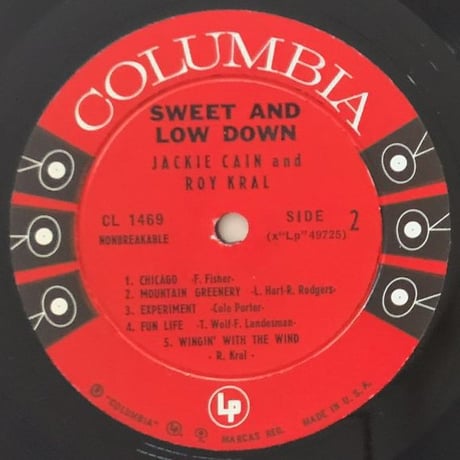 JACKIE AND ROY - Sweet And Low Down (COLUMBIA CL1469)