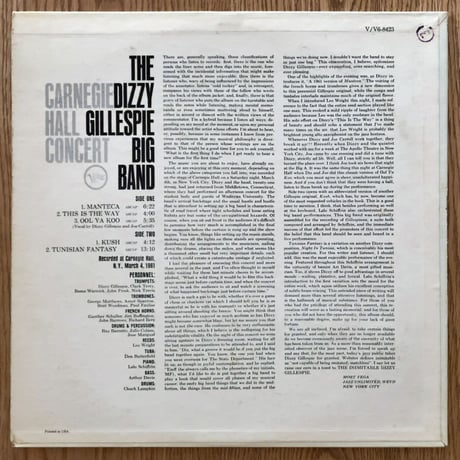 DIZZY GILLESPIE - Carnegie Hall Concert (VERVE V6-8423)