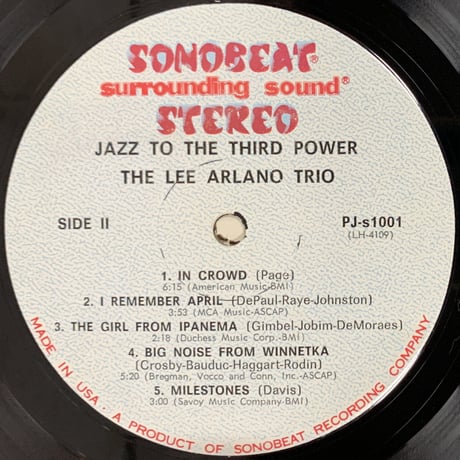 LEE ARLANO TRIO - Jazz To The Third Power (SONOBEAT PJ-S1001)