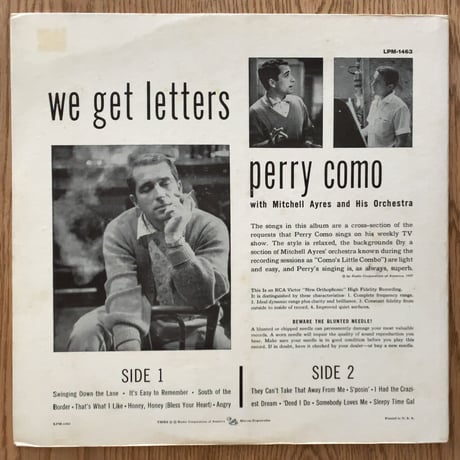 PERRY COMO - We Get Letters (RCA VICTOR LPM-1463)