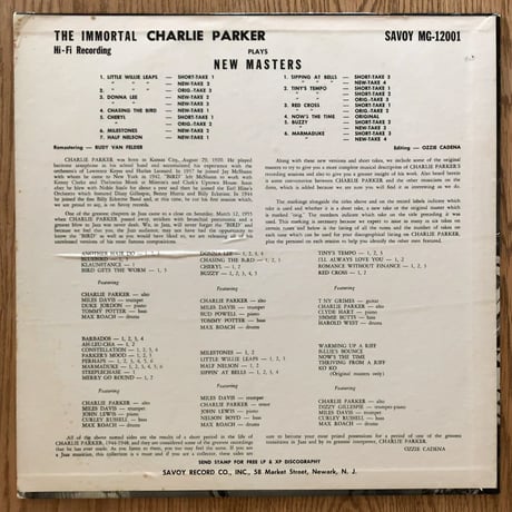 CHARLIE PARKER - The Immortal (SAVOY MG12001)