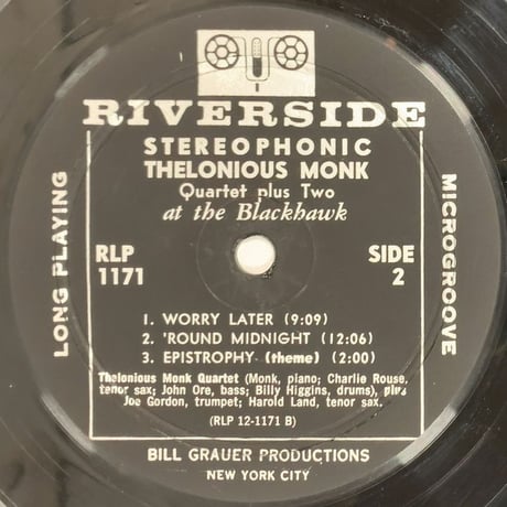 THELONIOUS MONK - At The Blackhawk (RIVERSIDE RLP1171)