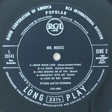 AL COHN - Mr. Music (RCA VICTOR L20141)