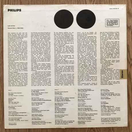 HEINRICH HEINE - ATTILA ZOLLER - Lyrik Und Jazz (PHILIPS 840 479PY)