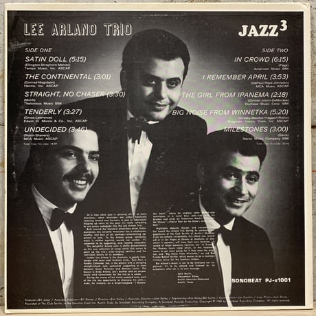 LEE ARLANO TRIO - Jazz To The Third Power (SONOBEAT PJ-S1001)