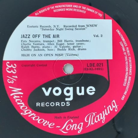 FATS NAVARRO, BILL HARRIS, ALLEN EAGER, RALPH BURNS - Jazz Off The Air Vol.2 (VOGUE L.D.E.021)