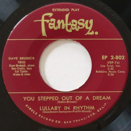 DAVE BRUBECK - The Dave Brubeck Trio (FANTASY EP-2-802) 7inch EP