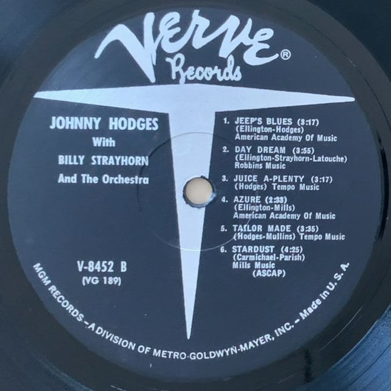 JOHNNY HODGES - with Billy Strayhorn (VERVE V-8