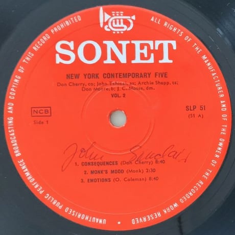 NEW YORK CONTEMPORARY FIVE - Live' At Jazzhus Montmartre Vol.2 (SONET SLP51)