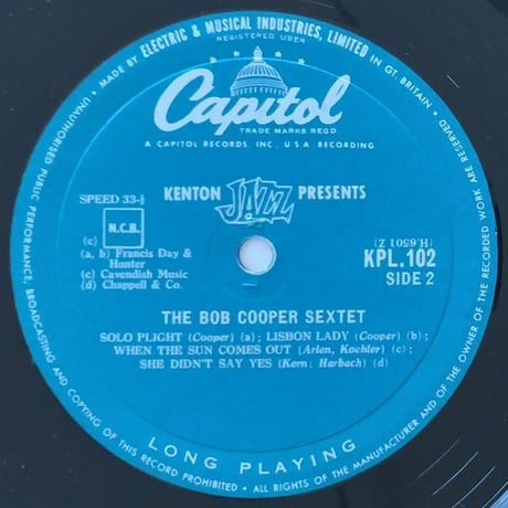 BOB COOPER - The Bob Cooper Sextet (EMI/CAPITOL KPL102)