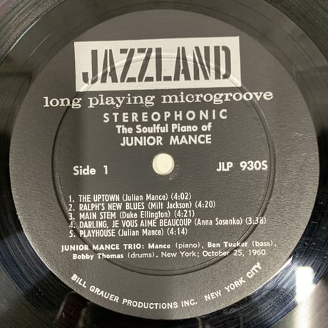 JUNIOR MANCE - The Soulful Piano Of (JAZZLAND JLP930S)