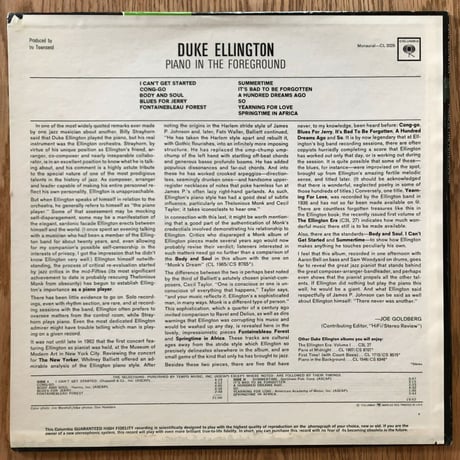 DUKE ELLINGTON - Piano in The Foreground (COLUMBIA CL2029)