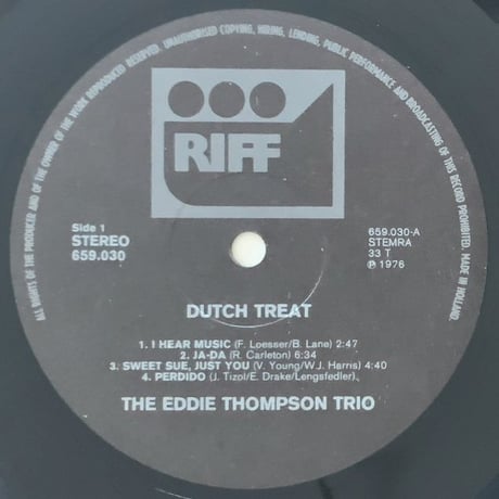EDDIE THOMPSON - Dutch Treat (RIFF 659.03)