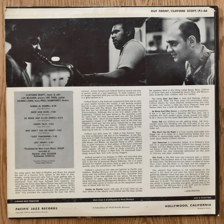 CLIFFORD SCOTT - Out Front (PACIFIC JAZZ PJ-66)