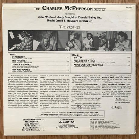 CHARLES McPHERSON - The Prophet (DISCOVERY DS-882)
