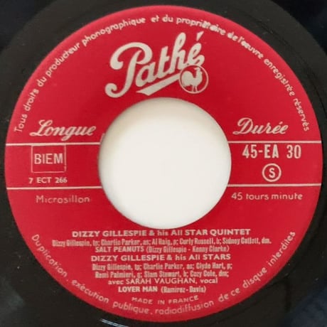 DIZZY GILLESPIE / CHARLIE PARKER (PATHE 45EA30) 7inch EP