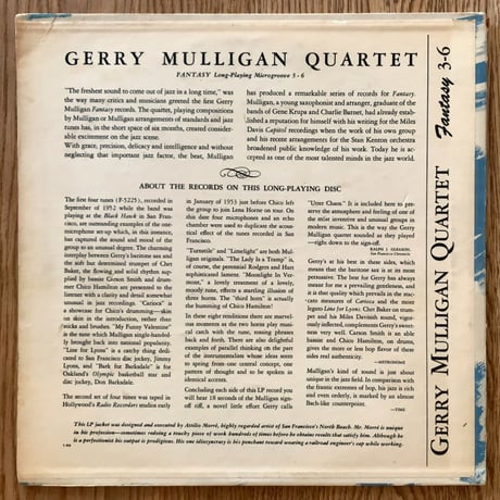 GERRY MULLIGAN - Gerry Mulligan Quartet (FANTASY 3-6)