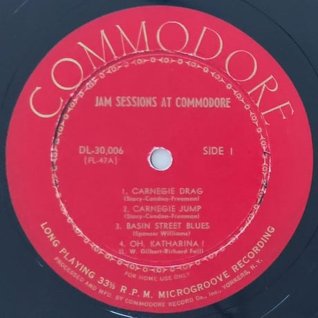 BOBBY HACKETT, MAX KAMINSKY, MUGGSY SPANIER - Jam Sessions at Commodore (COMMODORE DL30,006)