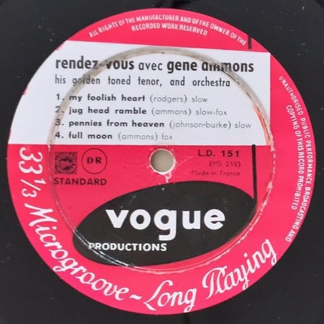GENE AMMONS - Rendez-vou avec Gene Ammons (VOGUE L.D.151)
