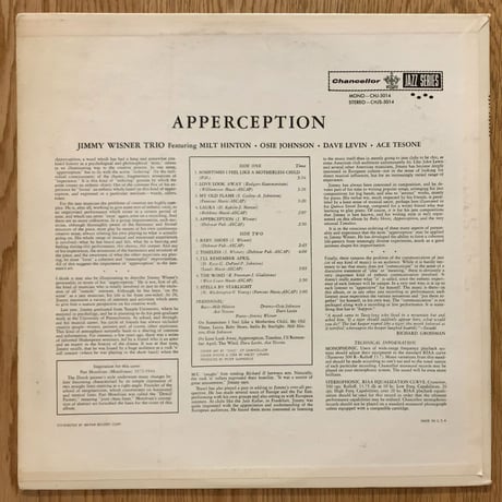 JIMMY WISNER - Apperception (CHANCELLOR CHJ-5014)