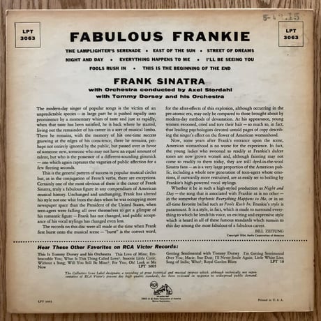 FRANK SINATRA - Fabulous Frankie (RCA VICTOR LPT3063)