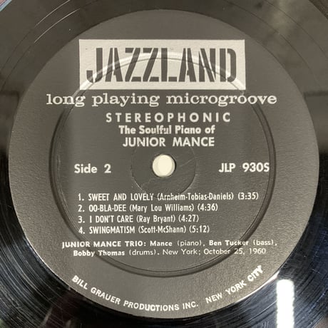 JUNIOR MANCE - The Soulful Piano Of (JAZZLAND JLP930S)