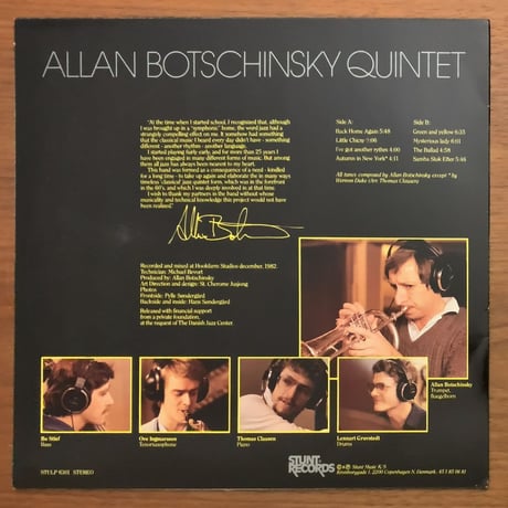 ALLAN BOTSCHINSKY - Allan Botschinsky Quintet (STUNT STULP8301)