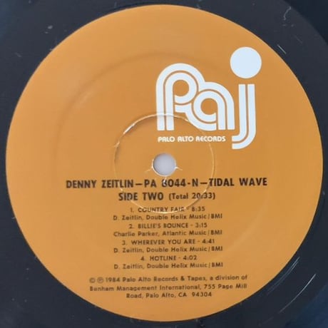DENNY ZEITLIN - Tidal Wave (PAJ PA8044-N)