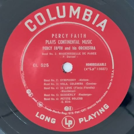 PERCY FAITH - Plays Continental Music (COLUMBIA CL525)