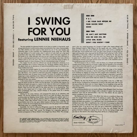 LENNY NIEHAUS - I Swing For You (EMARCY MG-36118)