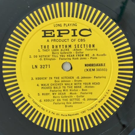MILT HINTON, OSIE JOHNSON, HANK JONES, BARRY GALBRAITH - The Rhythm Section (EPIC LN3271)