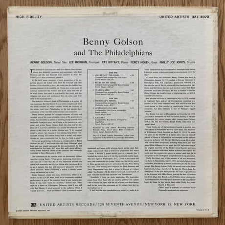 BENNY GOLSON - And The Philiadelphians (UNITED ARTISTS UAL4020)
