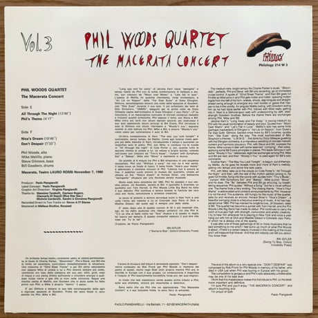PHIL WOODS - The Macerata Concert Vol.3 (PHILOLOGY 214W3)