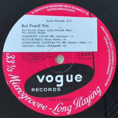 BUD POWELL - Bud Powell Trio (VOGUE L.D.E.010)