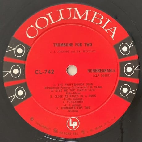J.J. JOHNSON & KAI WINDING - Trombone for Two (COLUMBIA CL742)