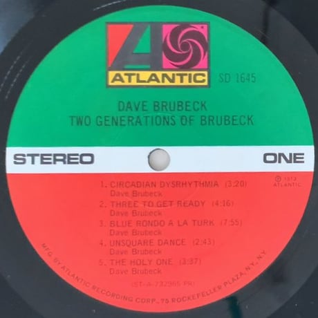DAVE BRUBECK - Two Generations of Brubeck (ATLANTIC SD1645)
