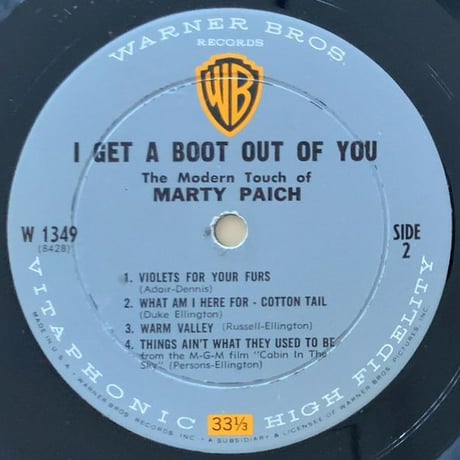 MARTY PAICH - I Get a Boot out of You (WARNER BROS. W1349)