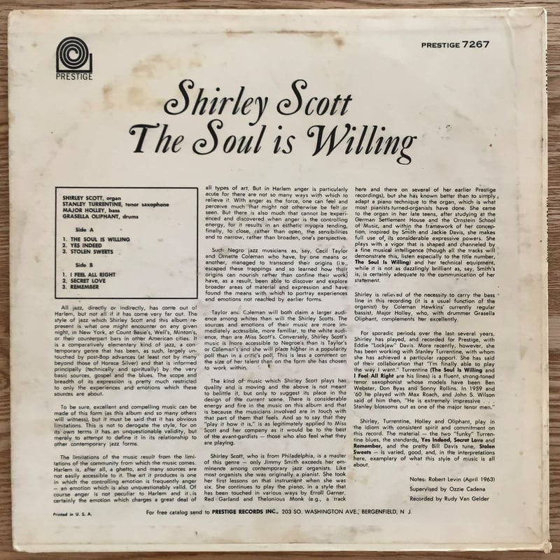 SHIRLEY SCOTT - The Soul is Willing (PRESTIGE P