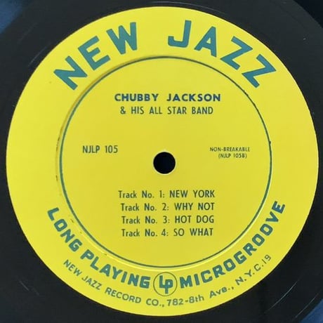 CHUBBY JACKSON - and His All Star Band (NEW JAZZ NJLP105)