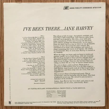 JANE HARVEY - I've Been There (AUDIO FIDELITY AFSD6149)