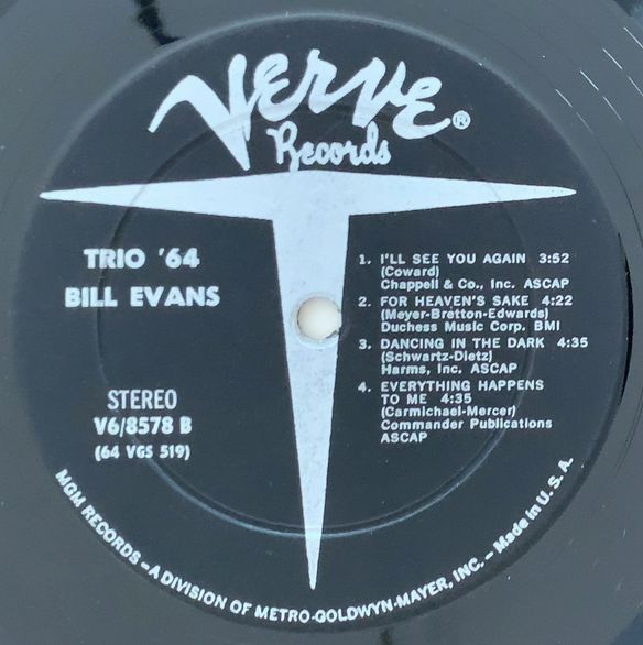BILL EVANS - Trio '64 (VERVE V6/8578) | ナカノレコード